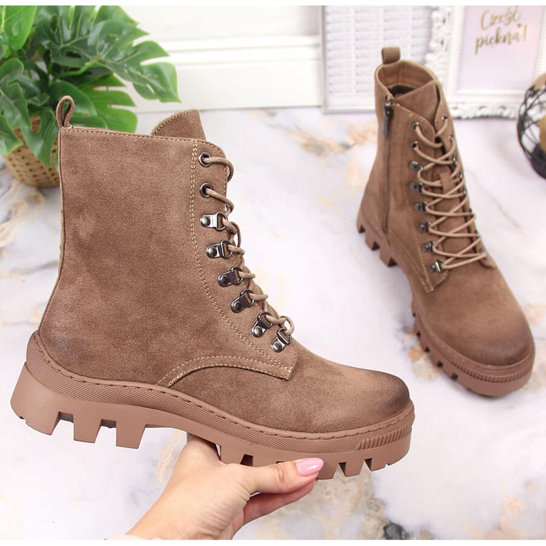 Botas femininas, botas de camurça marrom Potocki castanho 1