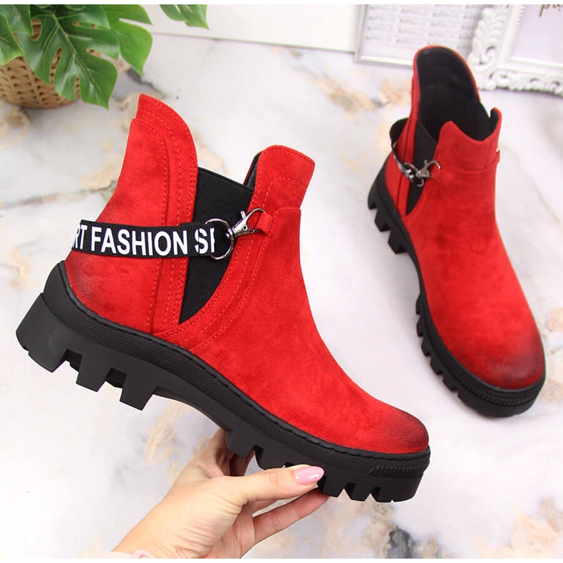 Botins de camurça de mulher com plataforma Potocki vermelha vermelho 1