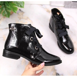 M. DASZYŃSKI Botas femininas com isolamento preto patenteado preto Daszyński SAN5A 1