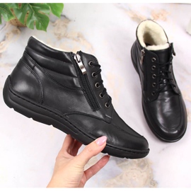 Łukbut Botas de couro pretas confortáveis ​​e isoladas para mulheres Lukbut LUK724A preto 1