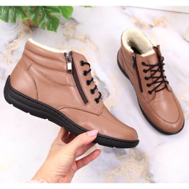 Botas de couro marrom confortáveis ​​para mulheres Łukbut LUK724B castanho 1