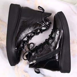 Botas femininas isolantes lacadas em couro Artiker HBH36 preto 1