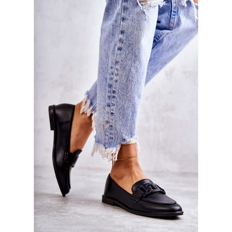 FB2 Mocassins femininos de couro com decoração Kerrie preta preto 1