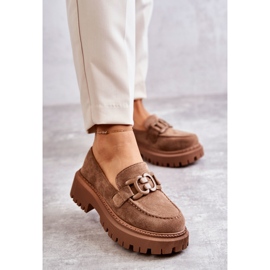 FB2 Brogues Feminino Camurça Com Decoração Leeza Bege Escuro 1