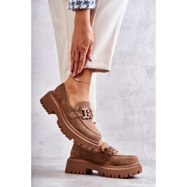 FB2 Brogues Feminino Camurça Com Decoração Leeza Bege Escuro 2