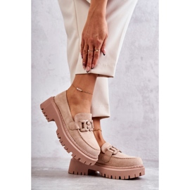 FB2 Brogues femininos com enfeite Bege Leeza 2