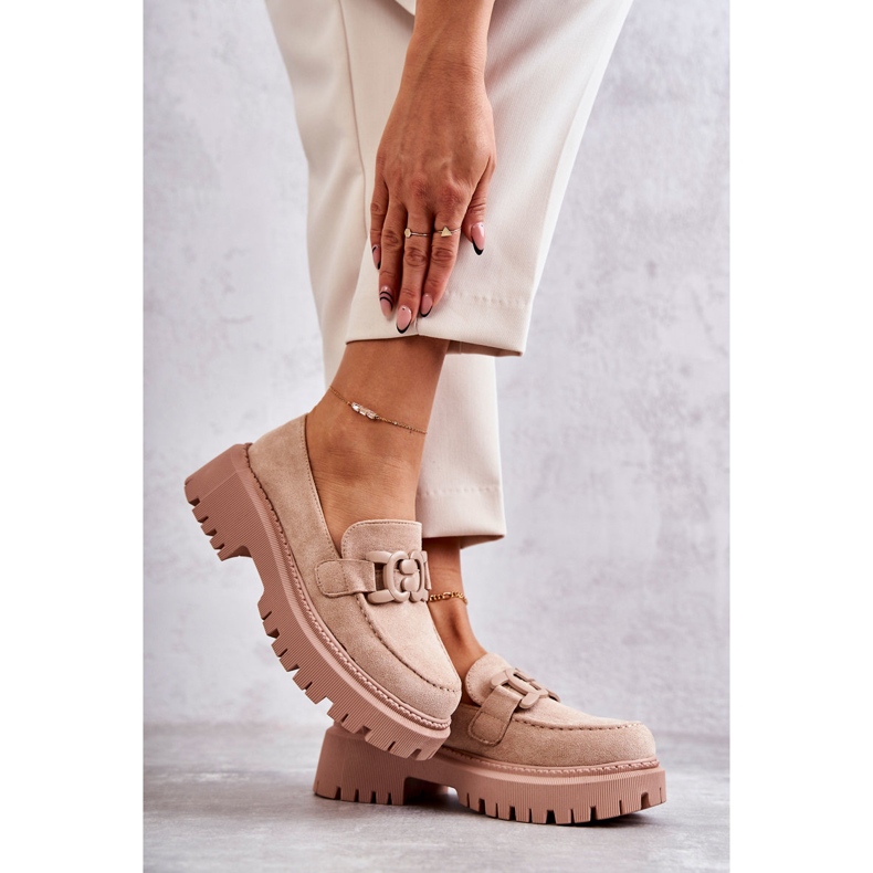 FB2 Brogues femininos com enfeite Bege Leeza 2