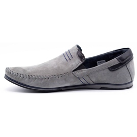 KOMODO Mocassins de couro masculino 876 cinza 1