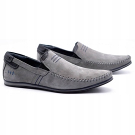 KOMODO Mocassins de couro masculino 876 cinza 2