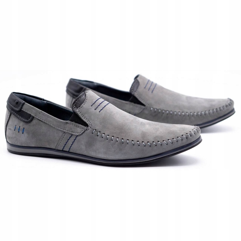 KOMODO Mocassins de couro masculino 876 cinza 2