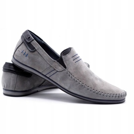 KOMODO Mocassins de couro masculino 876 cinza 3