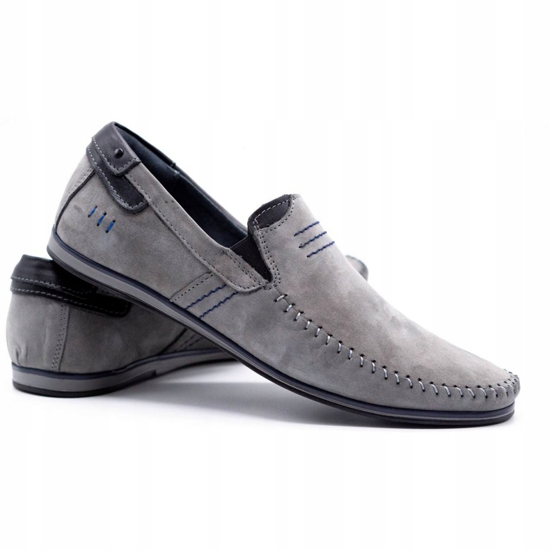 KOMODO Mocassins de couro masculino 876 cinza 3