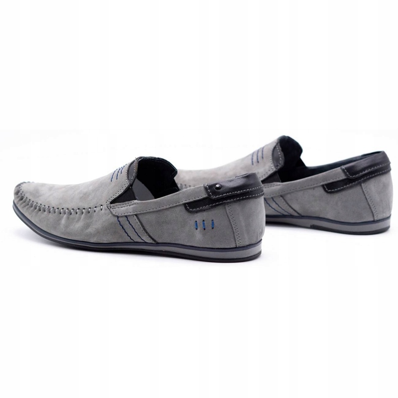 KOMODO Mocassins de couro masculino 876 cinza 4