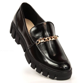 Sergio Leone Mocassins lacados com corrente preto 2