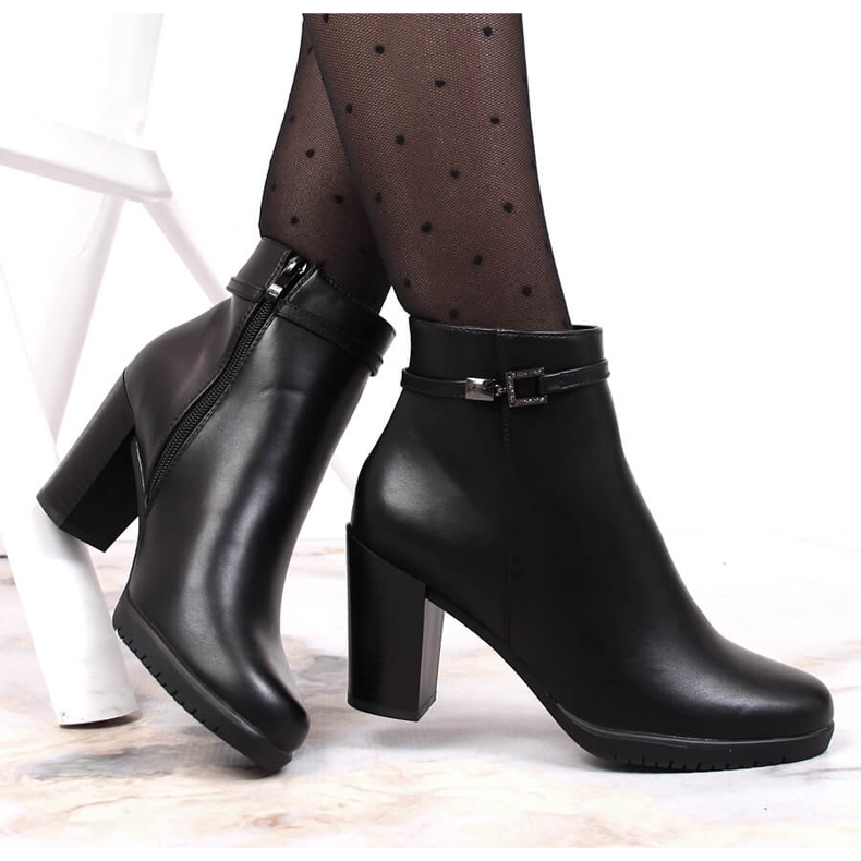 Bota feminina de salto alto Sergio Leone preta com zircônias cúbicas preto 1