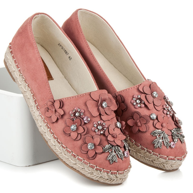 Marquiz Sapato baixo com enfeites rosa 1