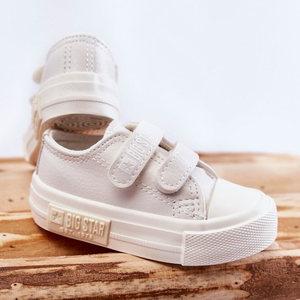 Tênis infantil de couro com velcro Big Star KK374055 branco 2