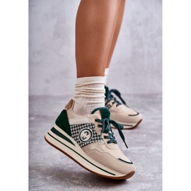 FB2 Sapatos esportivos femininos da moda em cunha bege-verde Aronne 1