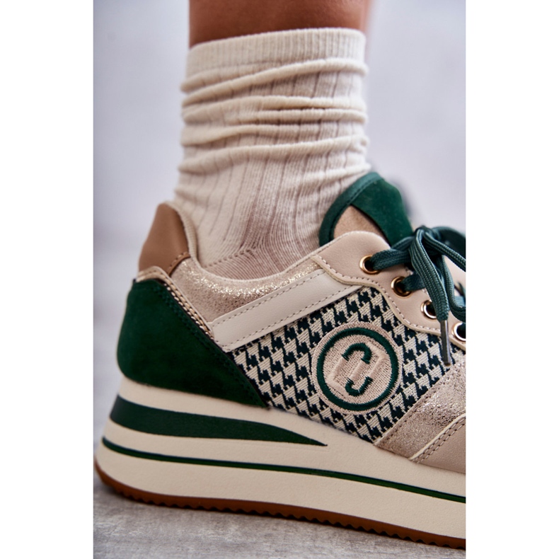 FB2 Sapatos esportivos femininos da moda em cunha bege-verde Aronne 2