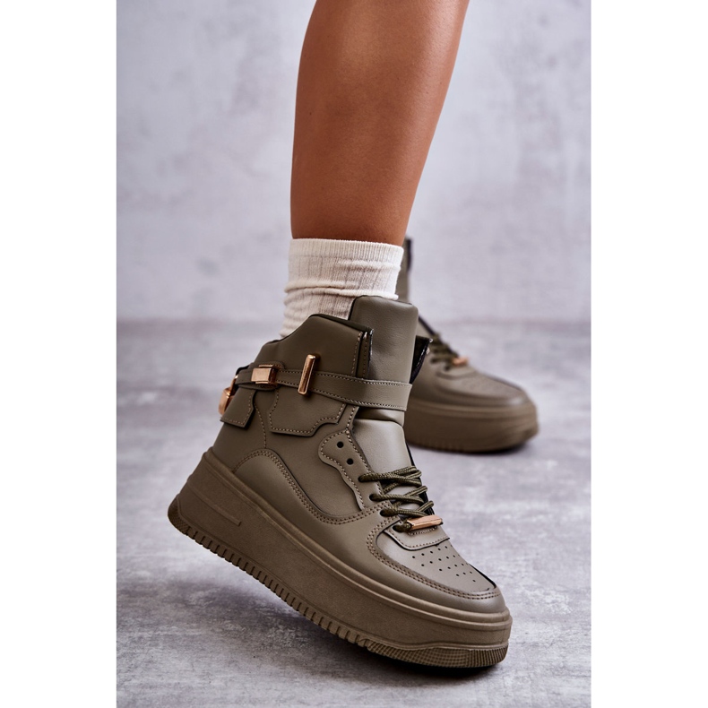 Tênis esportivo feminino de alta temperatura Lexa Green cáqui verde 1