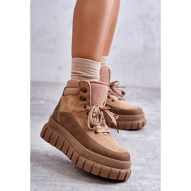 Botas confortáveis na plataforma Sanchio Bege Escuro 1 Botas confortáveis na plataforma Sanchio Bege Escuro 1