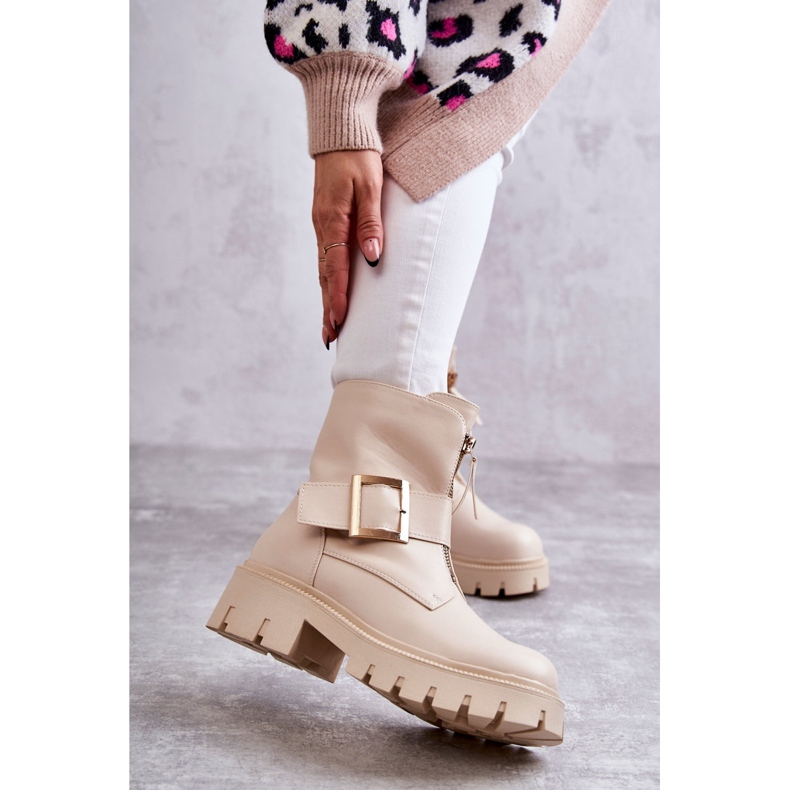 Botas quentes femininas com zíper bege Torey 1