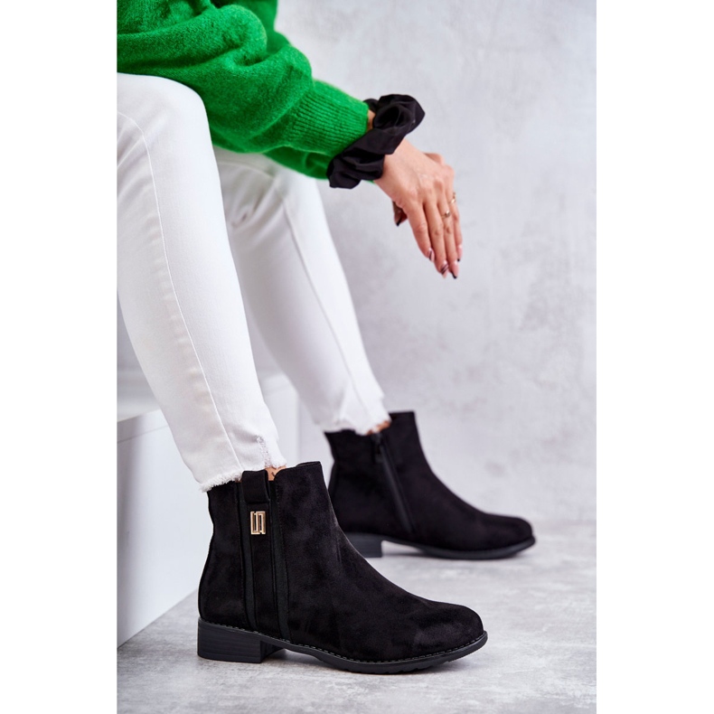 S.Barski Botas femininas de camurça com ornamento Giana preto 1