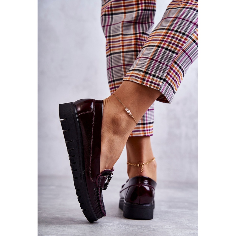 PL5 Mocassins femininos de couro na plataforma Venesia Borgonha vermelho multicolorido 2