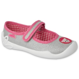 Calçado infantil Befado com velcro 114X501 prata/rosa 1