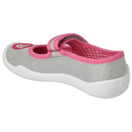 Calçado infantil Befado com velcro 114X501 prata/rosa 2