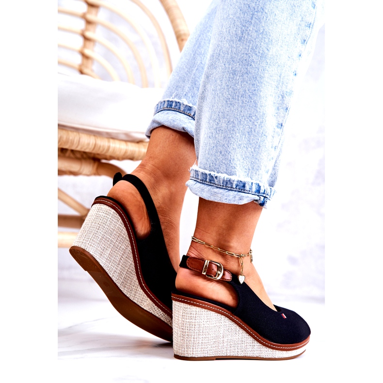 PS1 Sandálias femininas confortáveis ​​com fivela talas pretas preto 4