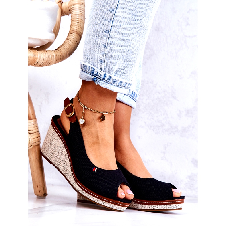 PS1 Sandálias femininas confortáveis ​​com fivela talas pretas preto 2