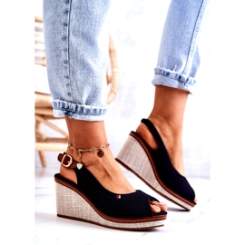 PS1 Sandálias femininas confortáveis ​​com fivela talas pretas preto 1