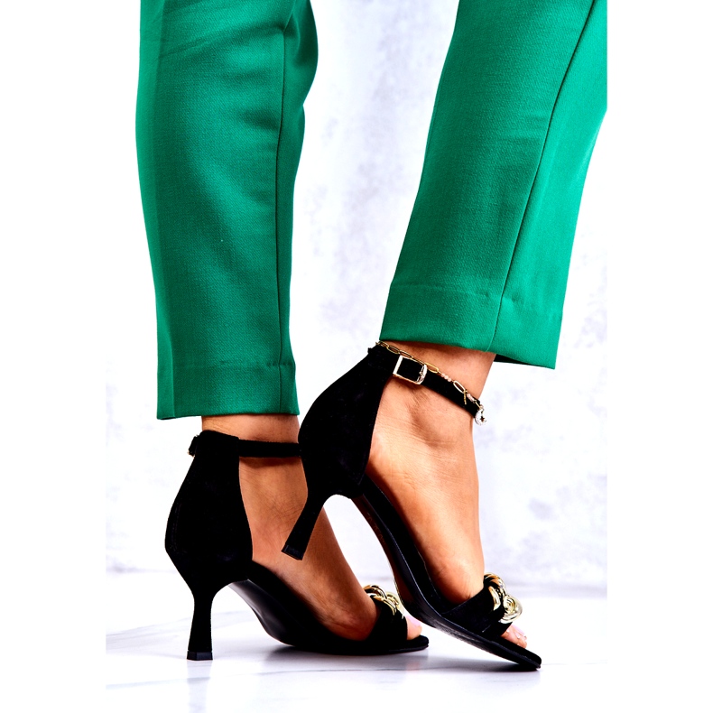 Sandália de salto alto em camurça Laura Messi 2366 Preto 3