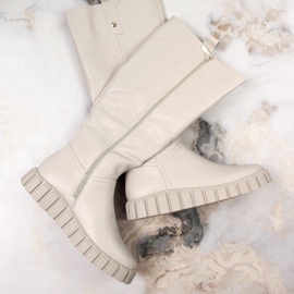 Botas de mulher bege com isolamento plano Potocki 2