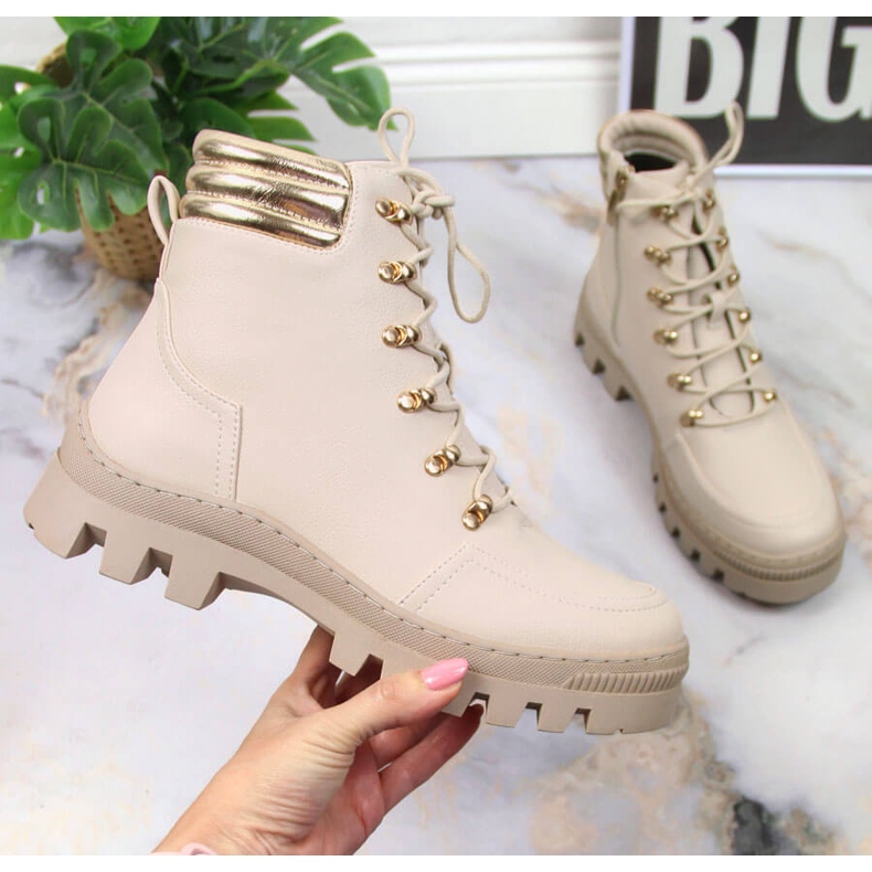 Botas de caminhada femininas, trabalhadores de plataforma bege, Potocki 1