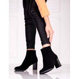 Botas pretas femininas no poste Shelovet feitas de camurça ecológica preto 1