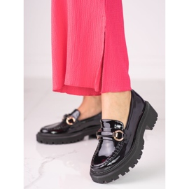 Mocassins Shelovet de mulher lacados a preto 1