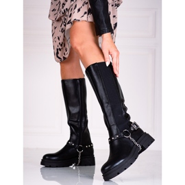 Botas femininas na moda preto 1
