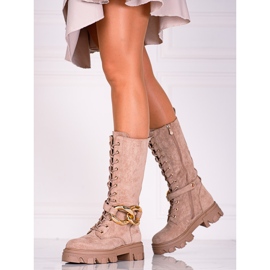 Botas de camurça com atacadores para mulher Botas castanhas Shelovet marrom 2