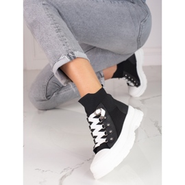 Sapatilhas pretas de mulher com cano alto Shelovet preto 1