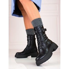 Bolsas femininas pretas altas com cadarço Shelovet preto 1