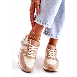 PG1 Tênis esportivo feminino clássico amarrado bege Elenes 1