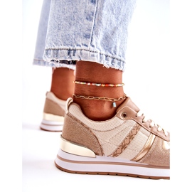 PG1 Tênis esportivo feminino clássico amarrado bege Elenes 2