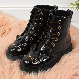 Botas isoladas Miss❤E pretas com orelhas para menina preto 2