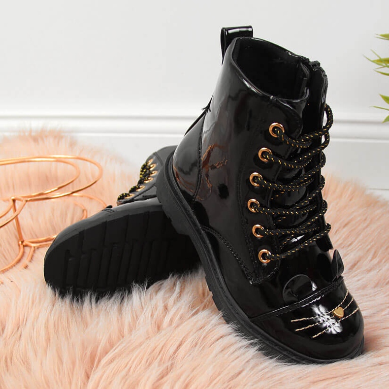 Botas isoladas Miss❤E pretas com orelhas para menina preto 1