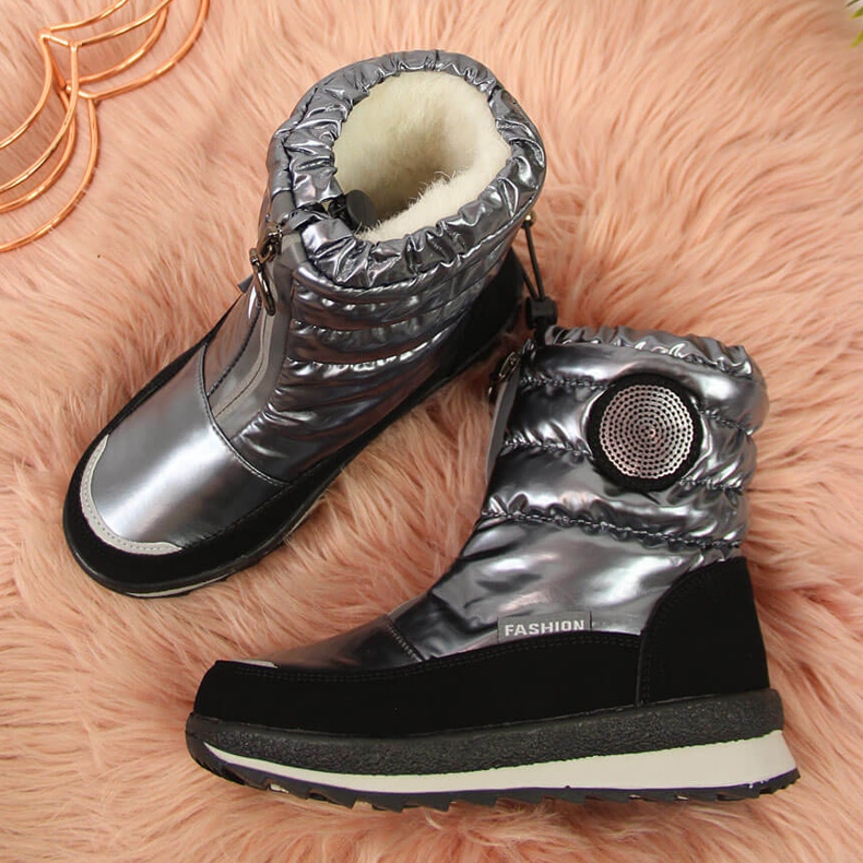 BM Botas de neve para meninas à prova d'água prata Miss preto 2 BM Botas de neve para meninas à prova d'água prata Miss preto 2