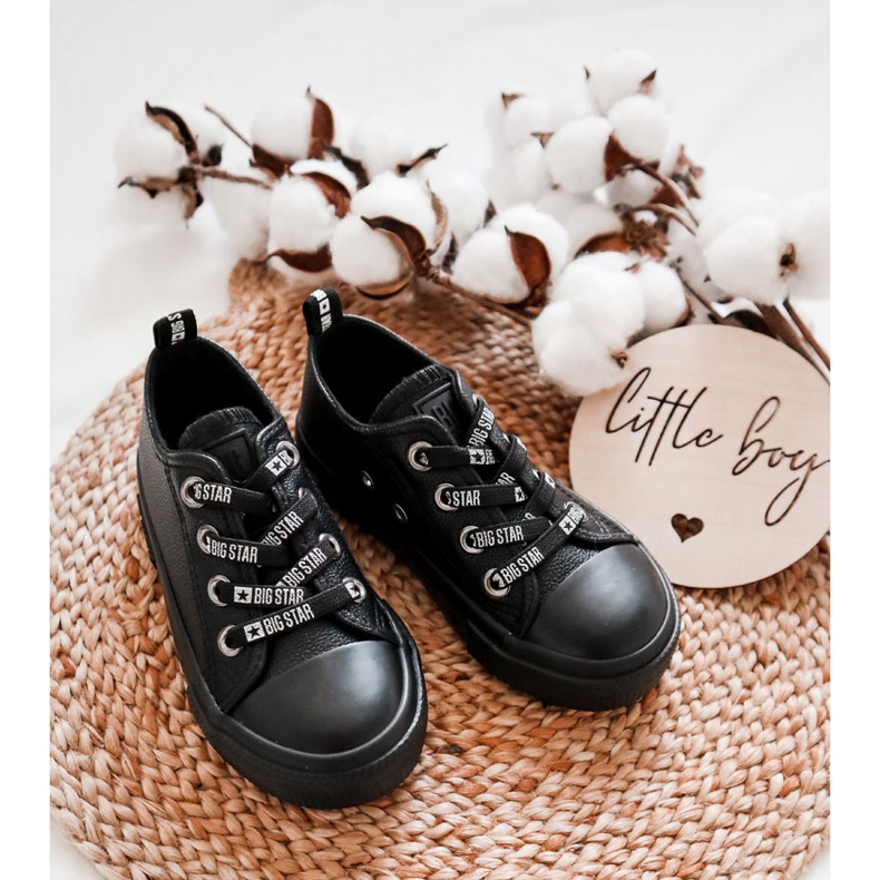 Tênis infantil de couro Big Star KK374061 preto 2