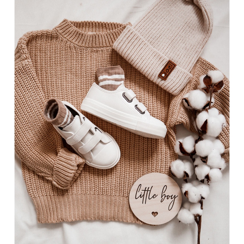 Tênis infantil de couro com velcro Big Star KK374093 branco 2