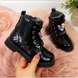 Botas pretas para meninas isoladas Jr EVE318A branco preto 1